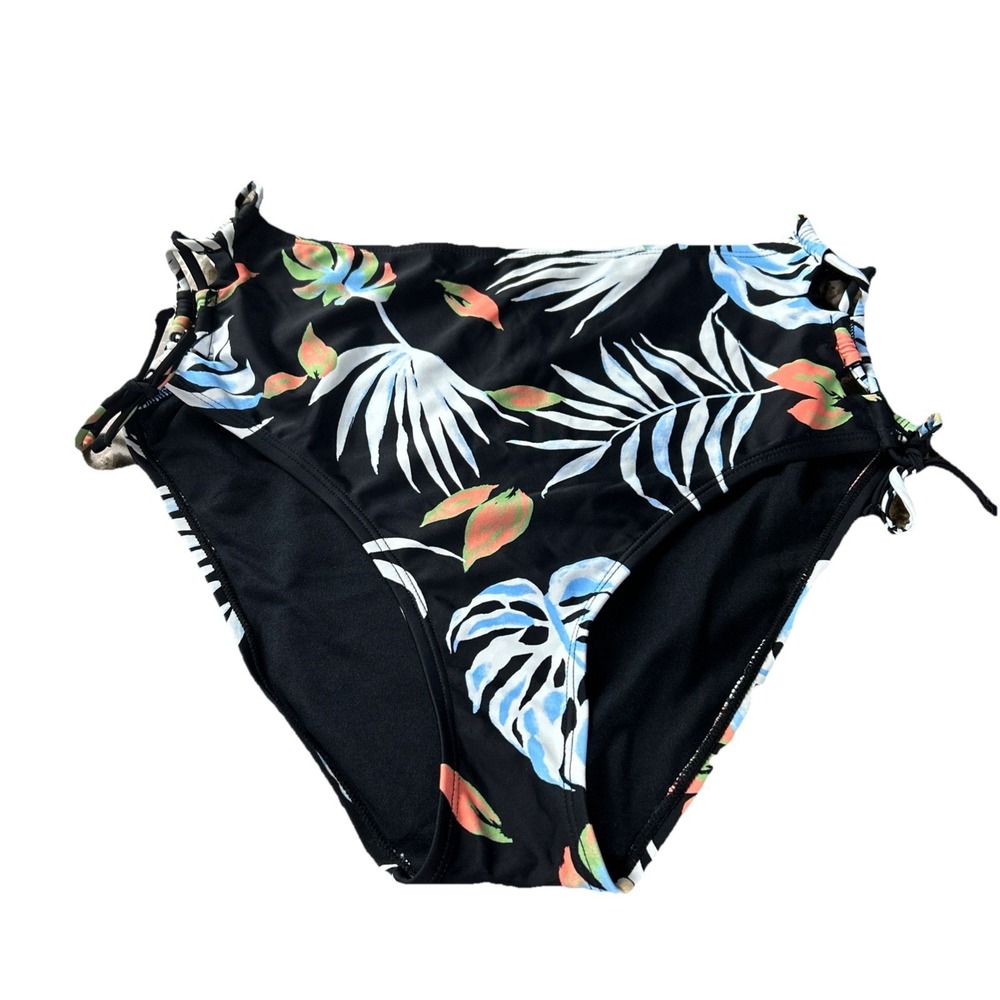 Hula Honey Womens Aloha Breeze tropical side tie bikini bottom L Multicolor Swim